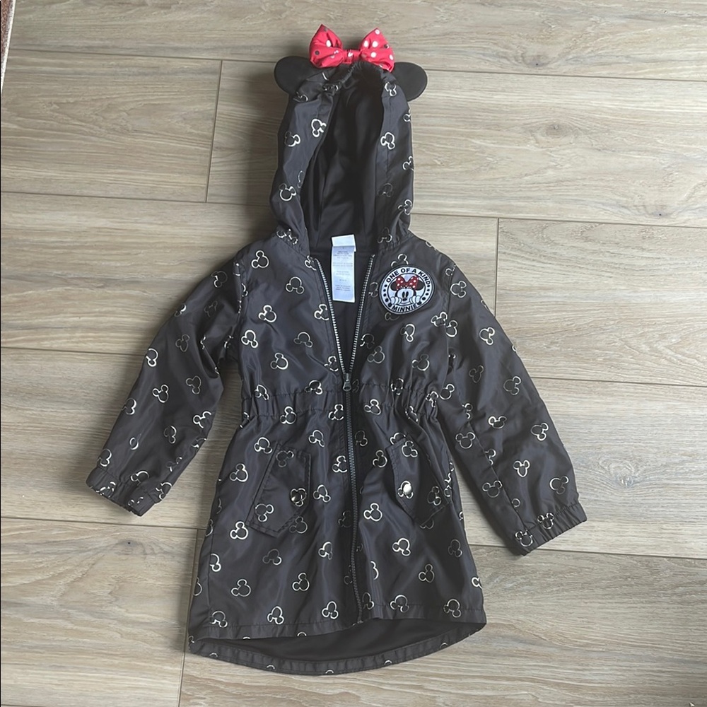 Disney Gray Raincoat with Character Hood and Zipper - Minnie Mouse